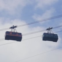 A view of cable cars in Wulai.