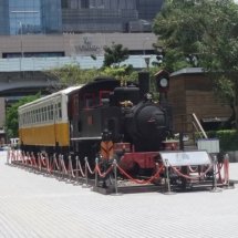 An old train outside of Taipei Main Station.